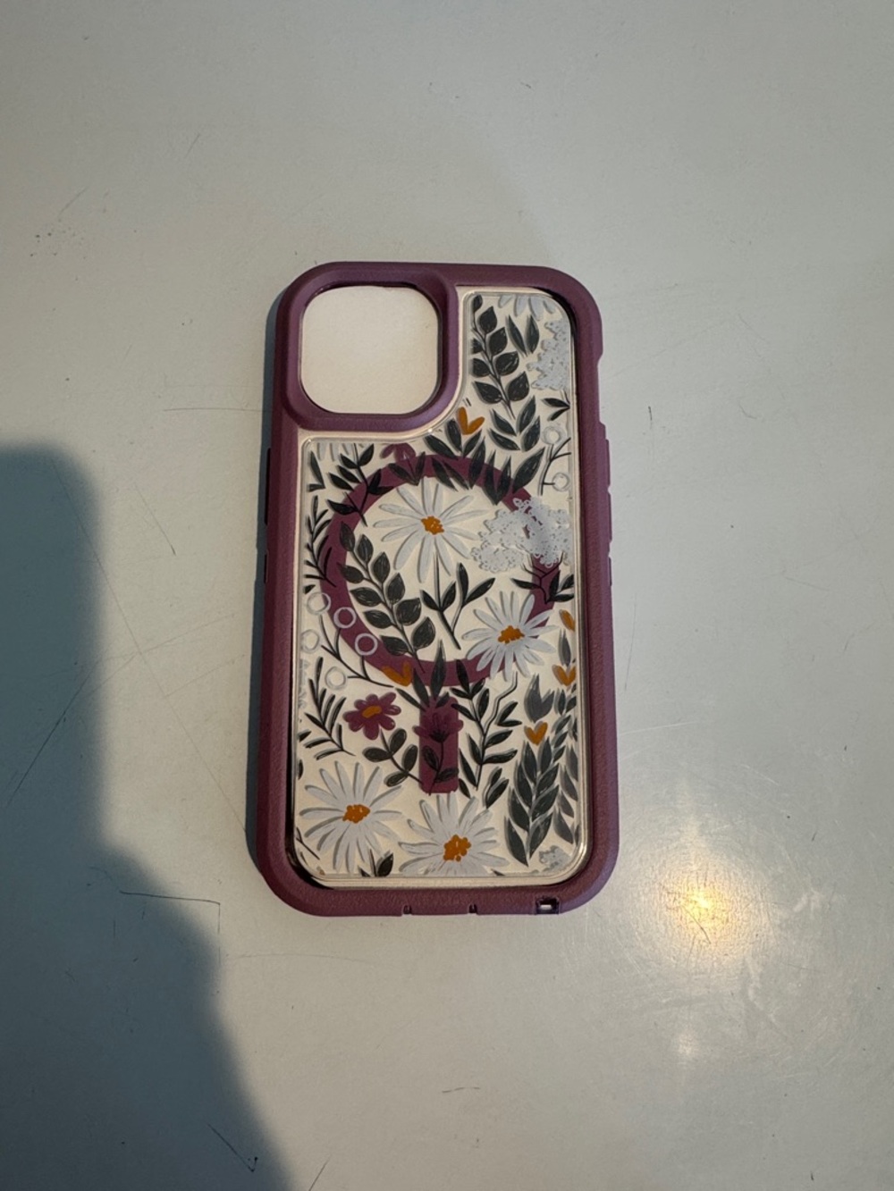 OtterBox Purple Floral Clear Back Phone Case with Daisy Motif